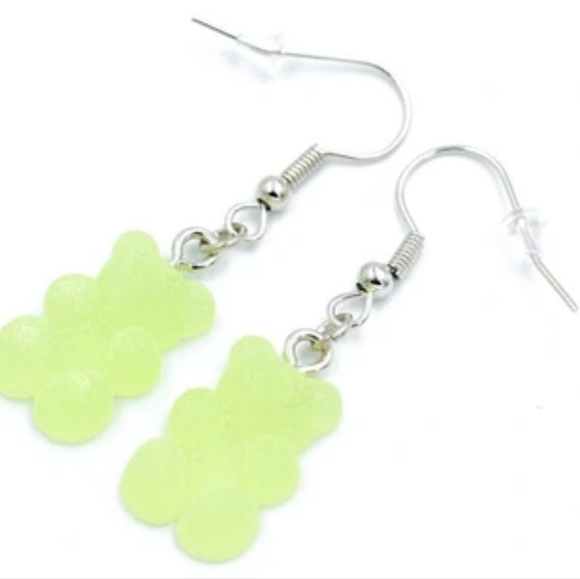 Matte gummy bear earrings 🐻💚💛 - Picture 1 of 5